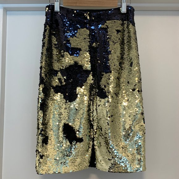 H&M reverse gold and black sequined pencil skirt - Picture 3 of 4